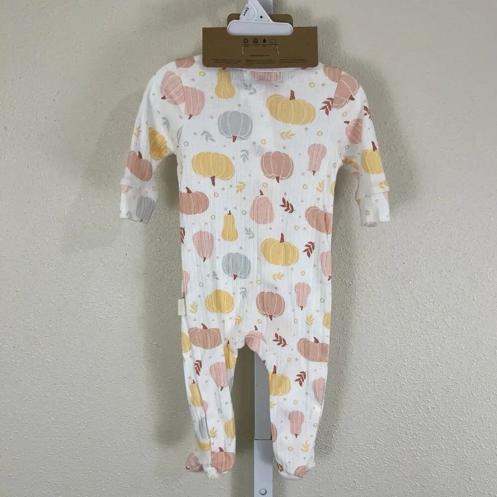 NWT Rabbit + Bear Organic Baby Girl 0-3 Months Pajamas Headband Two Piece Set